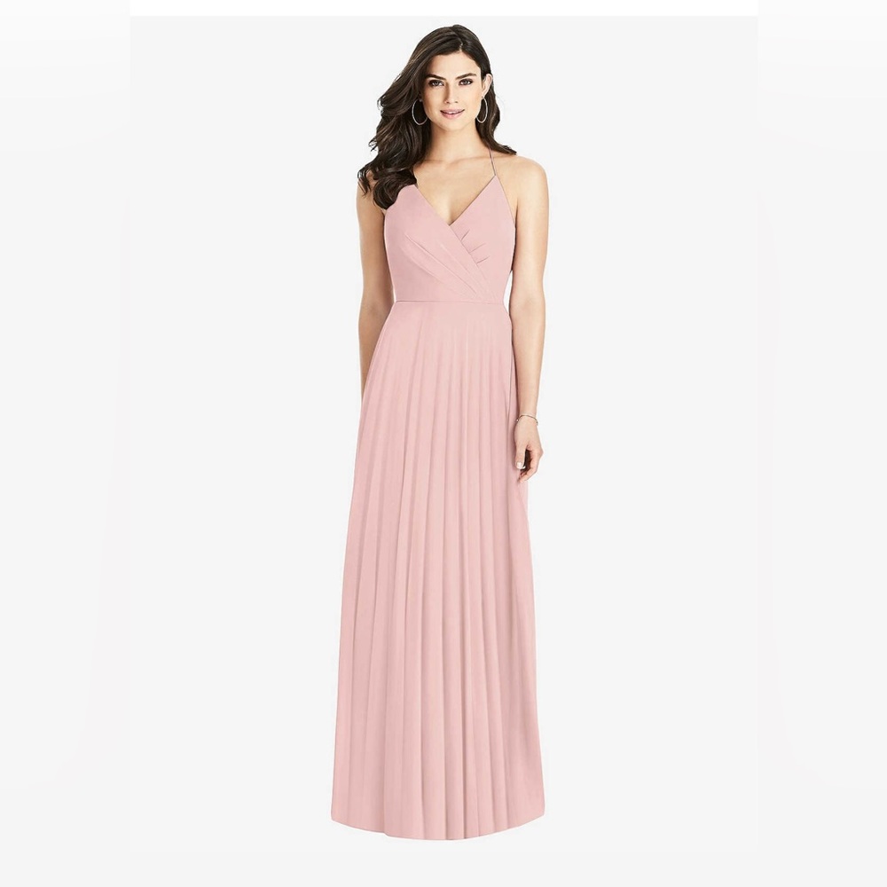 Dessy Collection ruffled strap cutout wrap maxi dress in Rose UNALTERED